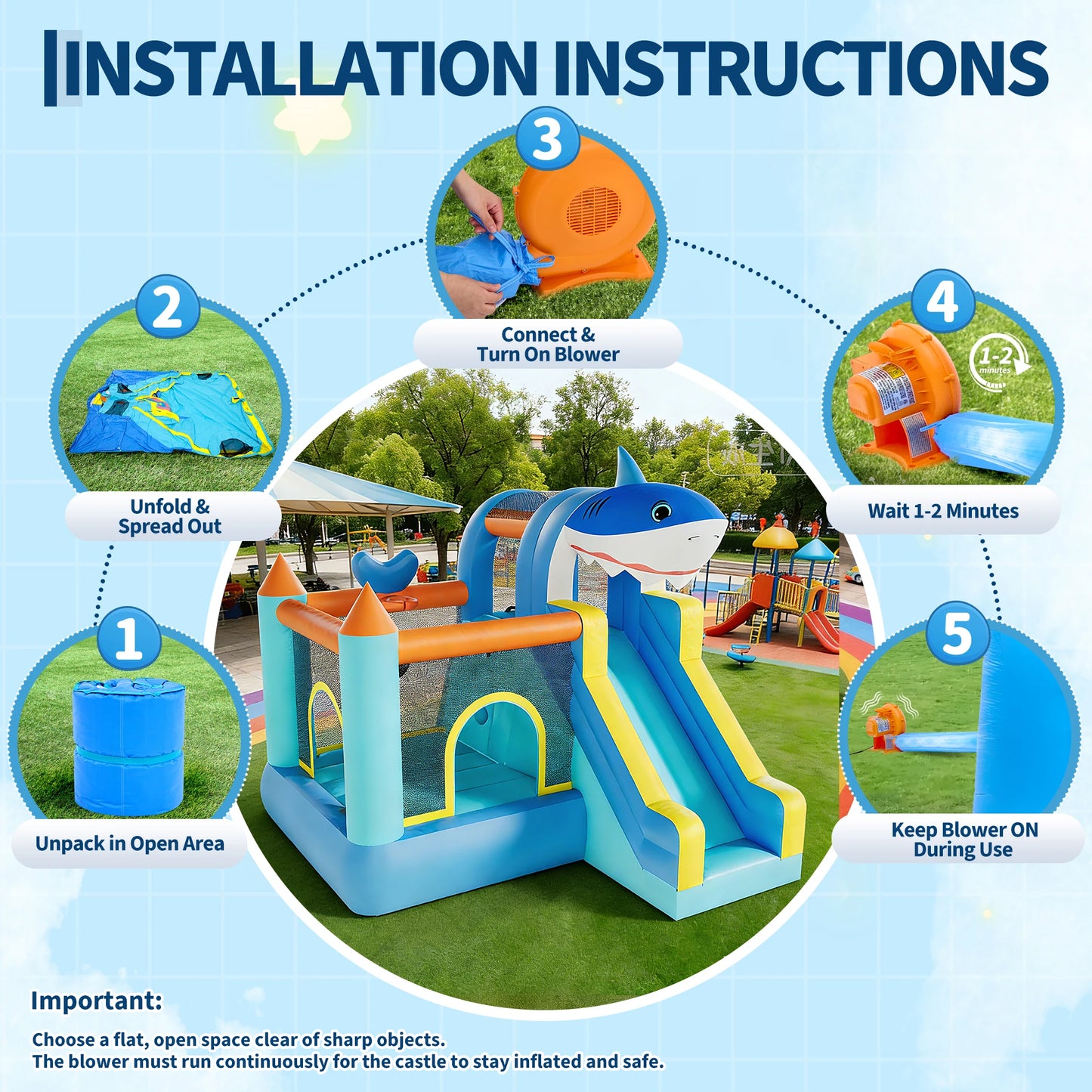 TWISTER.CK Inflatable Bounce House For Kids With Slide And Air Blower All In One Backyard Fun Center Ages 0 To 12