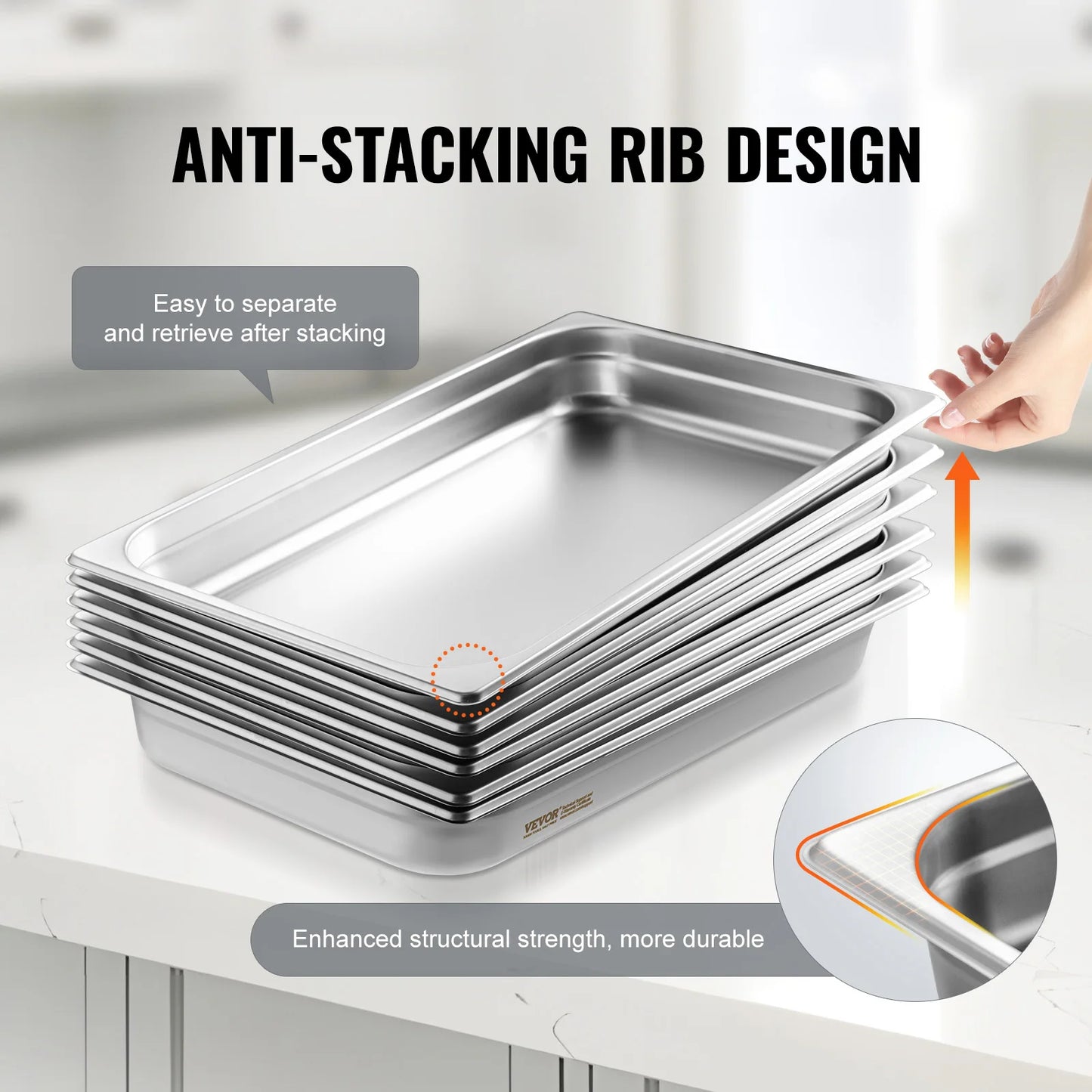 SucceBuy 6Pack Buffet Chafing Dishes Deep 2.5 to 6 Inch Stainless Steel Steam Table Pans for Caterers and Restaurants