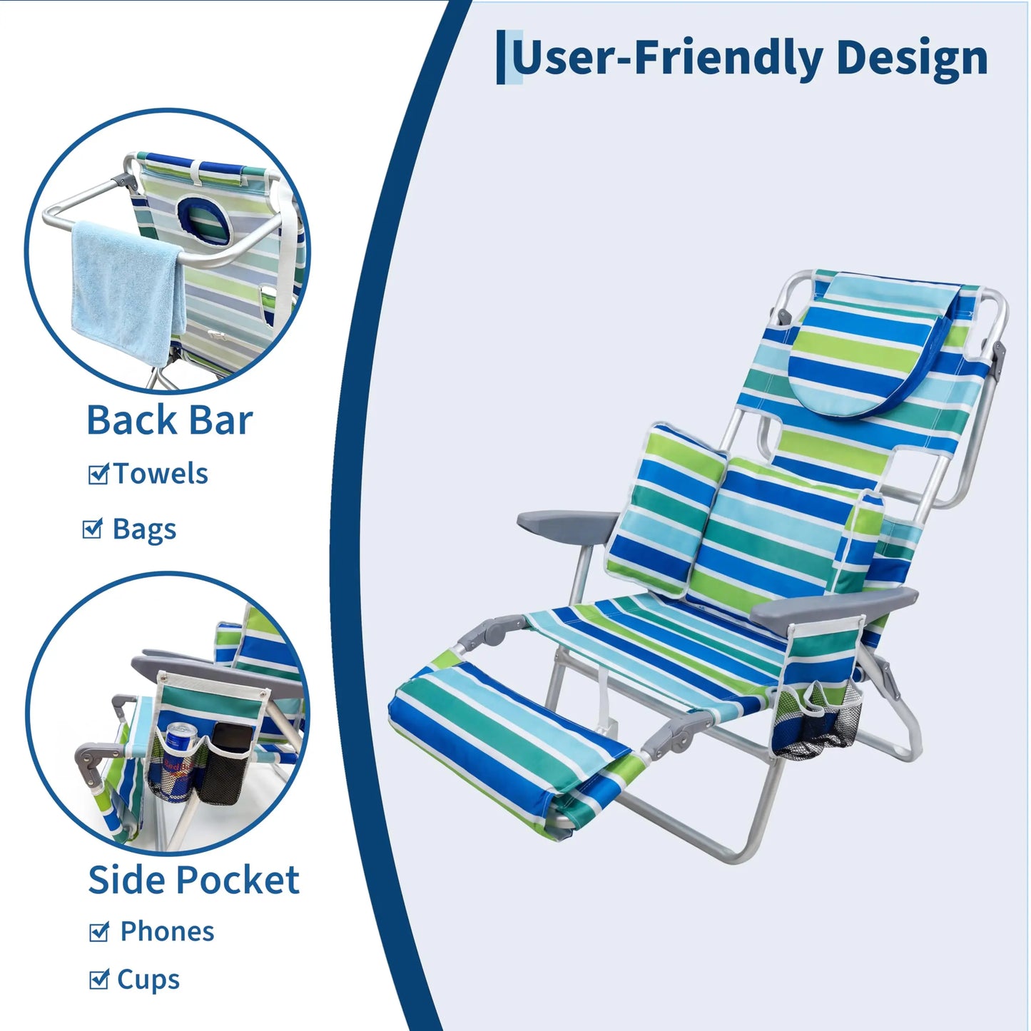 HiMISS Face Down Sunbathing Chair Lounger With Adjustable Footrest
