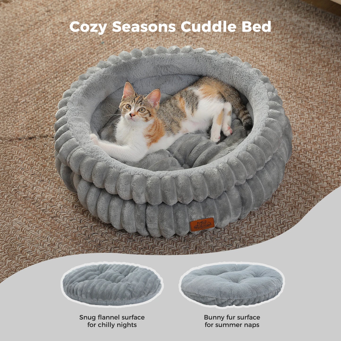 PAWZ Road Round Washable Pet Bed For Medium Dogs And Indoor Cats With Anti Slip Bottom All Season Comfort