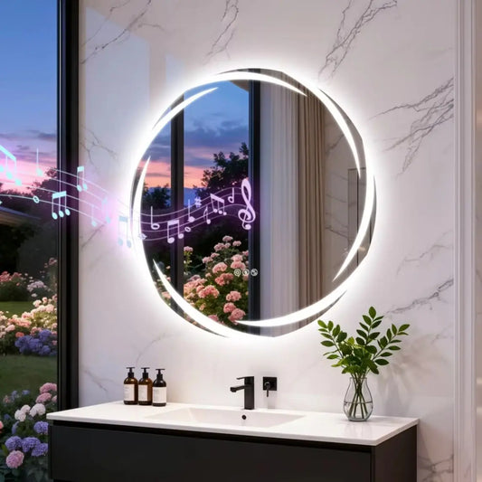 Oval Bluetooth LED Bathroom Vanity Mirror With Backlit Defog Speaker