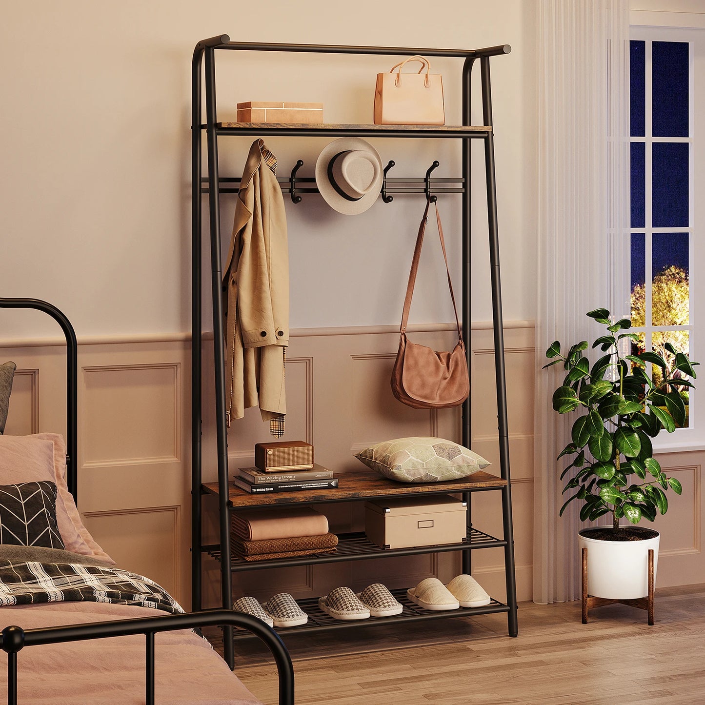 TWISTER.CK Coat Rack Shoe Bench 4-in-1 Hall Tree Entryway
