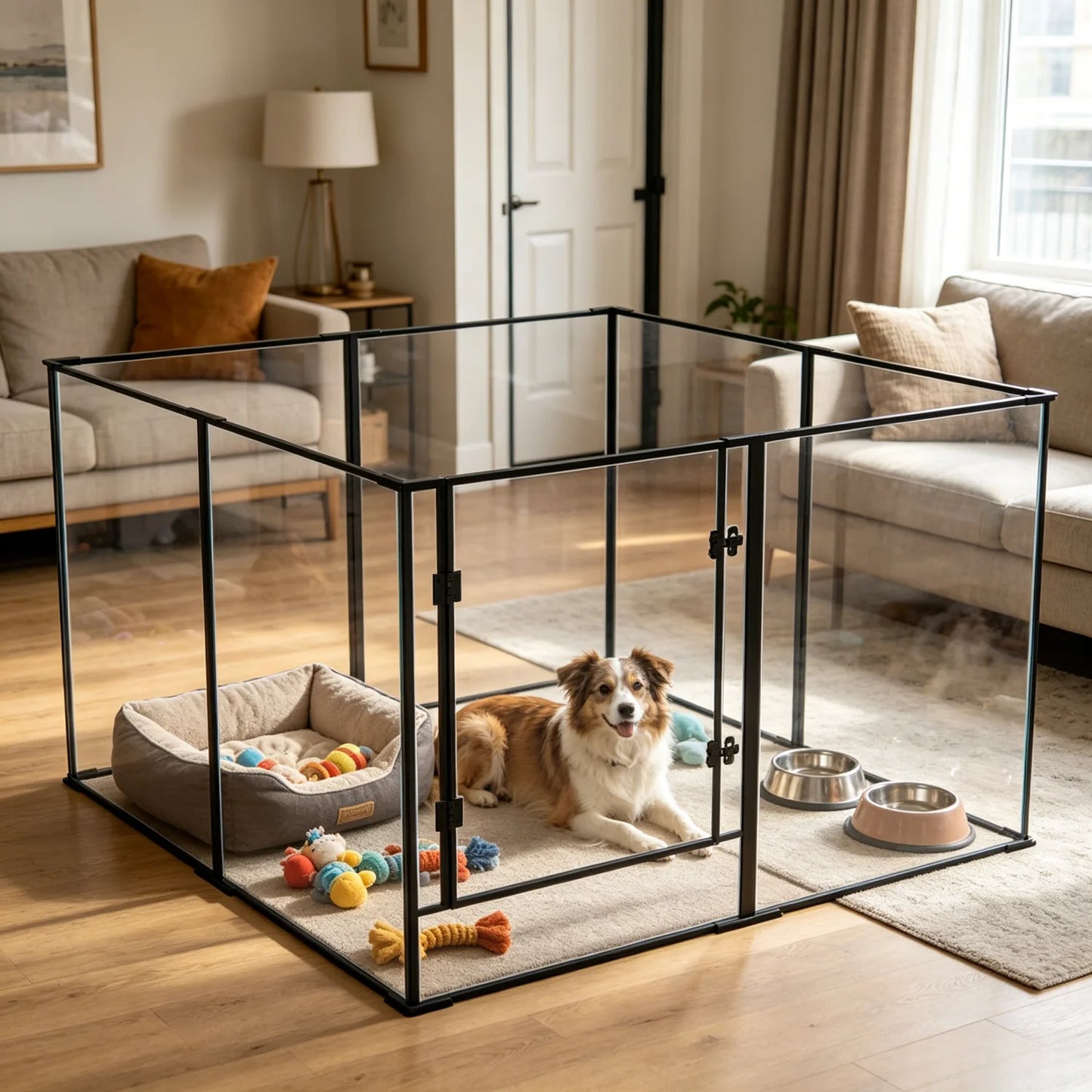 BINGOPAW Clear Acrylic 8 Panel Dog Playpen For Small Animals