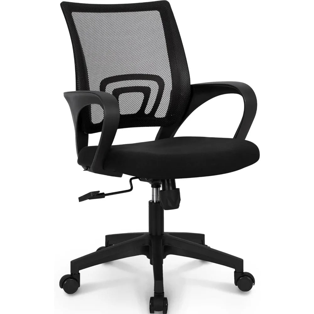 Mesh Office Chair Mid Back With Lumbar Support Adjustable Height