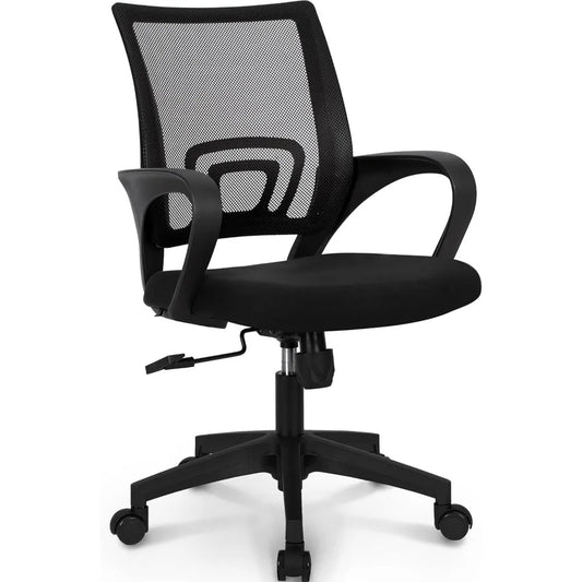 Mesh Office Chair Mid Back With Lumbar Support Adjustable Height