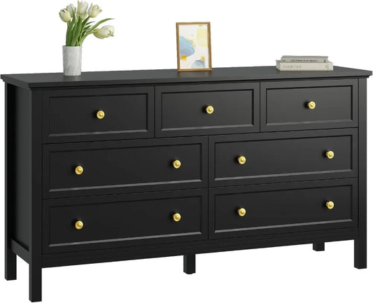 7-Drawer Dresser for Bedroom With Wide Drawers and Metal Handles