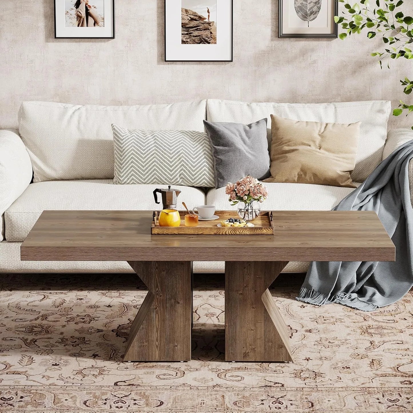 Little Tree Farmhouse Wood Look Coffee Table