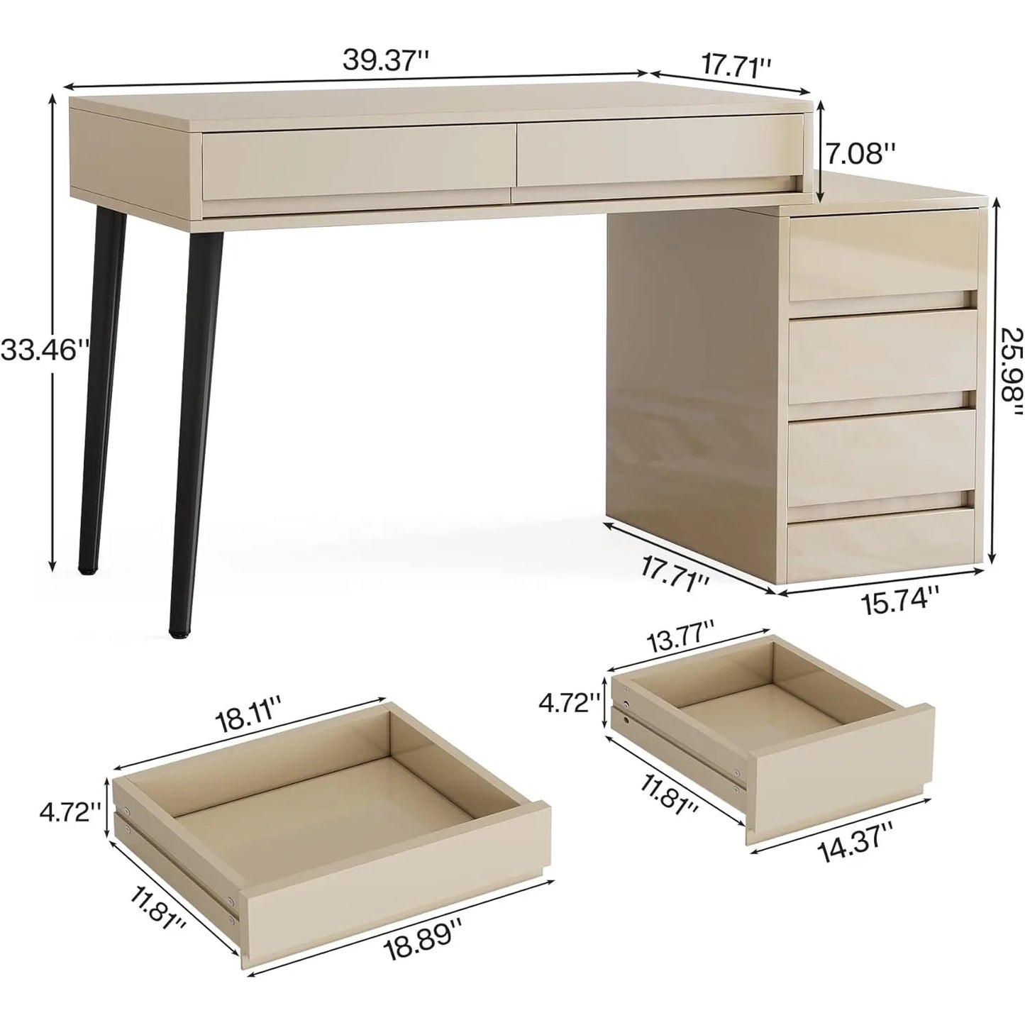 Little Tree Vanity Desk With Five Drawers High Gloss Makeup