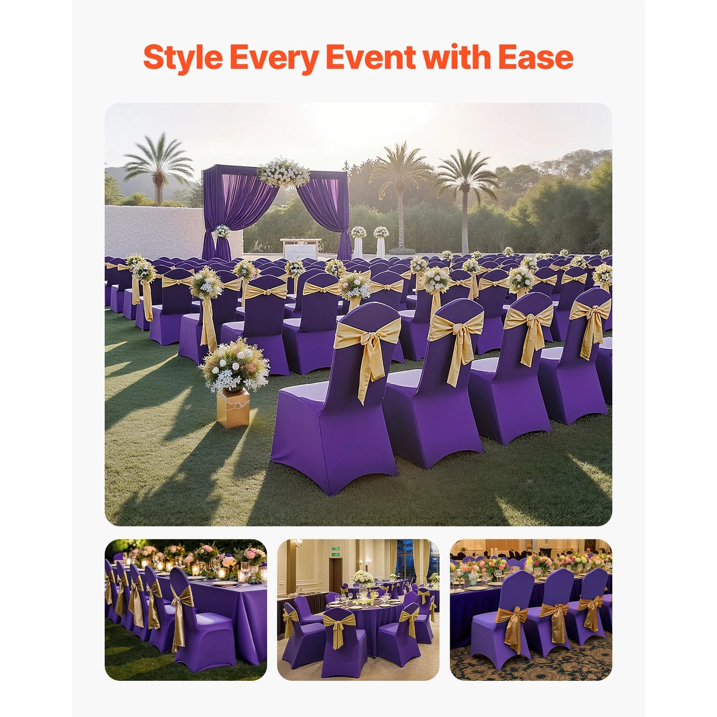 50 Pack Stretch Spandex Polyester Chair Covers For Wedding Events