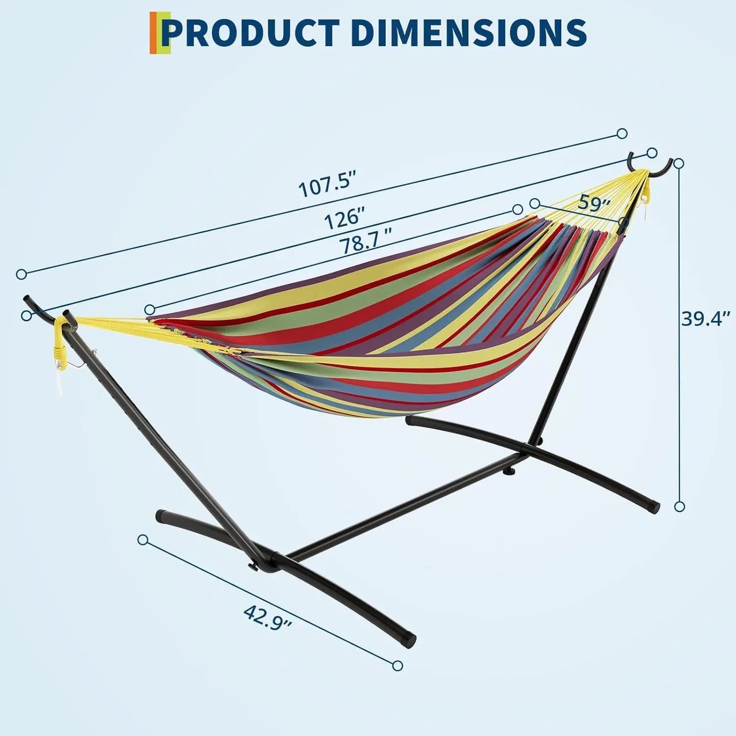 NONEM Double Hammock With Stand Iron Frame For Couples 450Lb Capacity Portable Outdoor Camping Gear Carry Bag