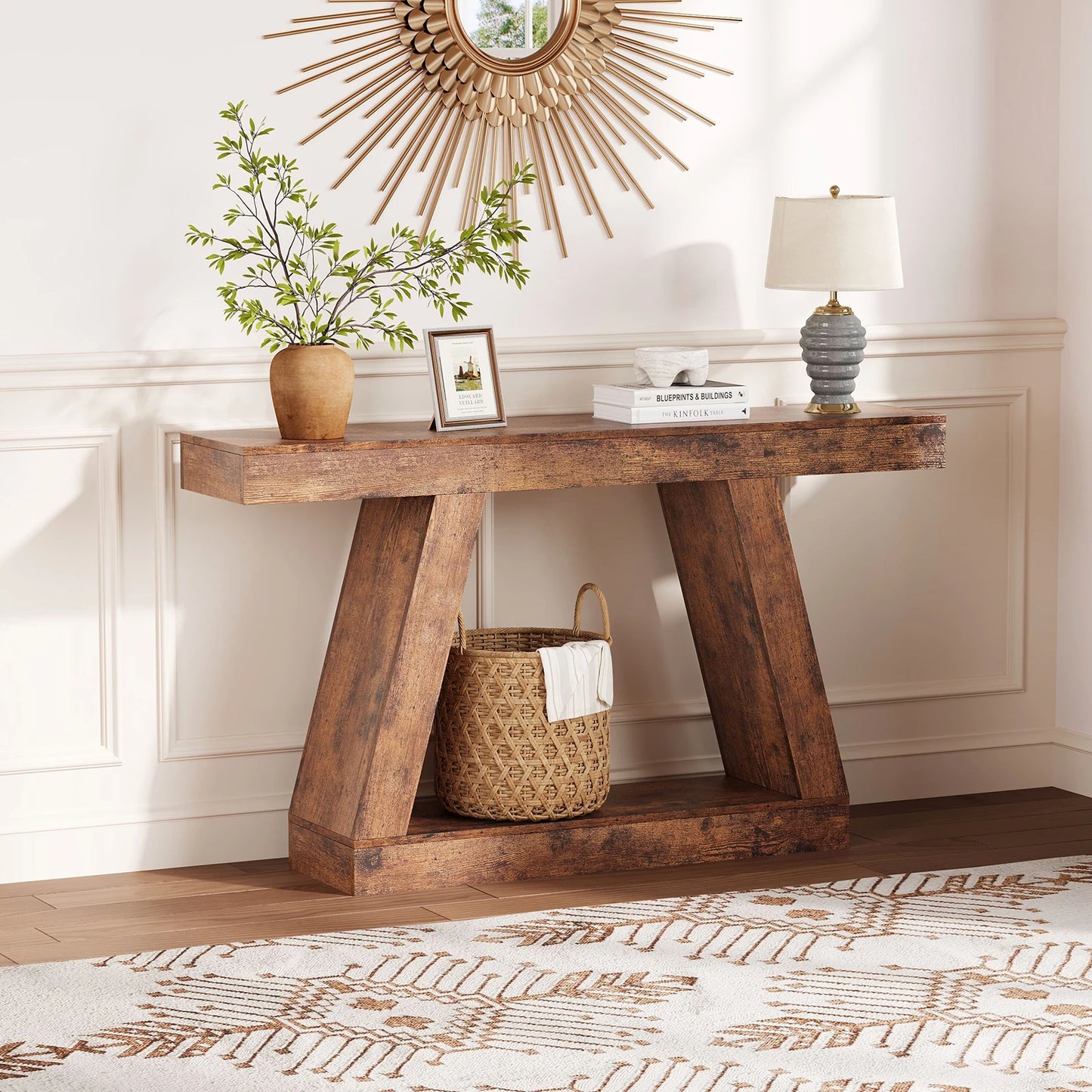 HiMISS Narrow Console Table 2 Tier Entryway Sofa Table