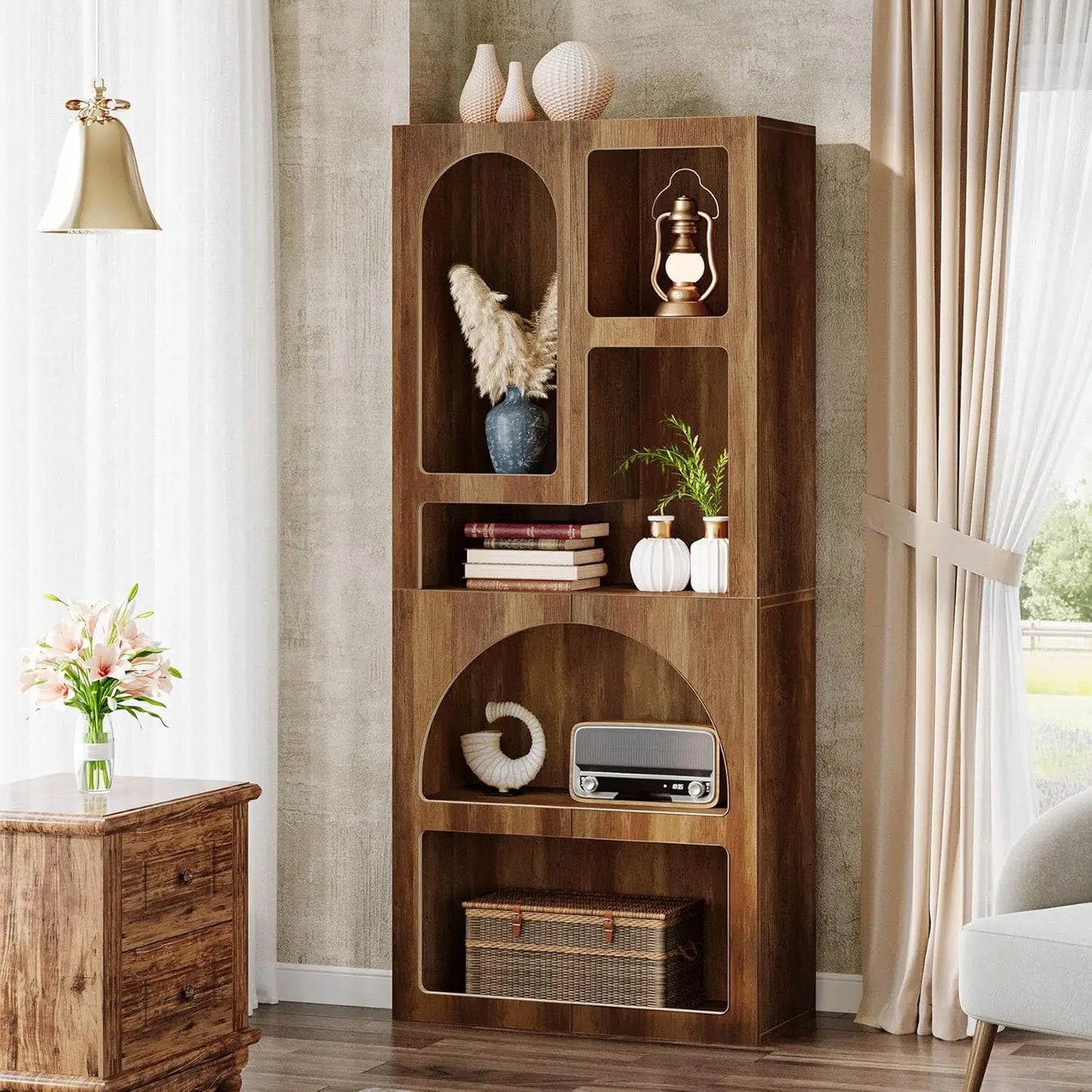 Little Tree Geometric Bookshelf With Irregular Shelves Freestanding