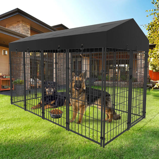 Dog Cage Pet Run Enclosure Playpen With Roof For Kennel