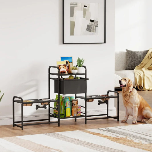 Dog Bowl Stand With Two Feeding Stations Elevated Bowls