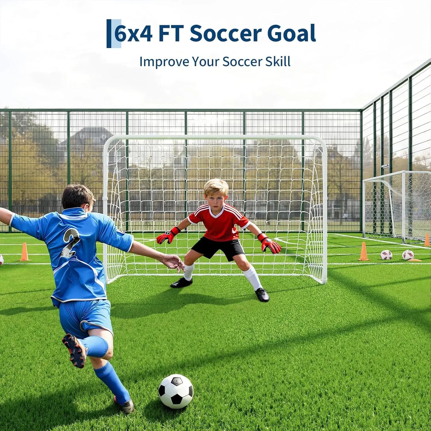 Heavy Duty Portable Soccer Goal With Metal Frame Collapsible Net