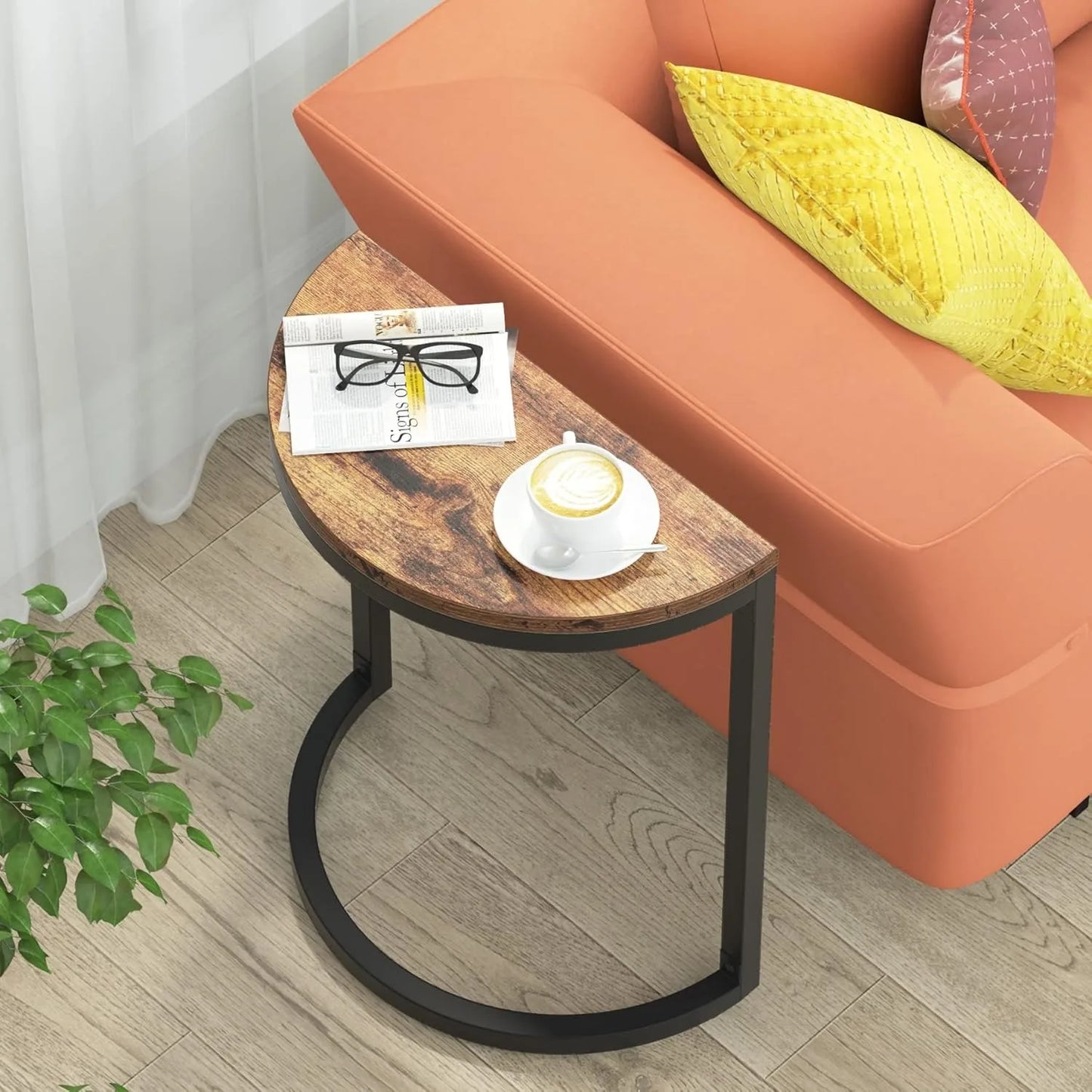 Little Tree Two Tier End Table Semi Circle With Storage