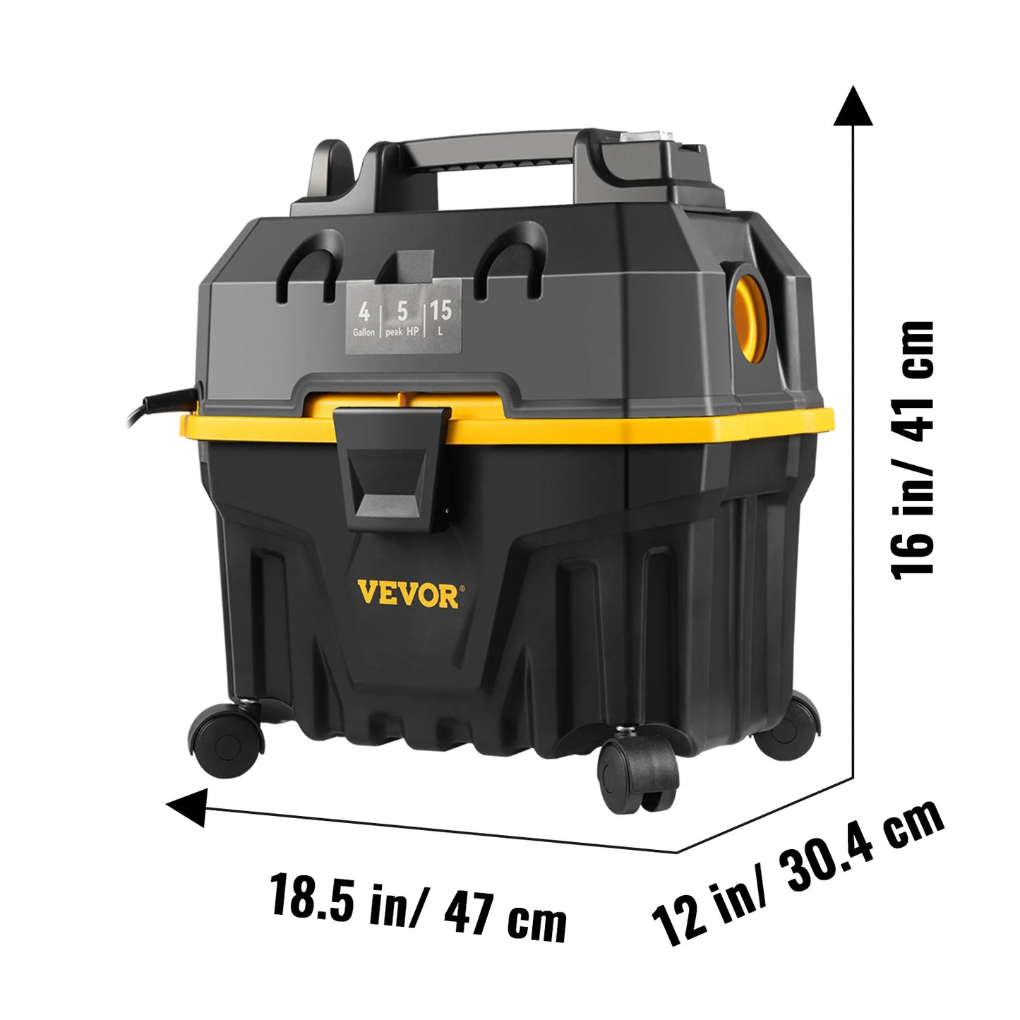 SucceBuy Portable Wet And Dry Vacuum Cleaner 15L 1200W Powerful Suction For Car And Home