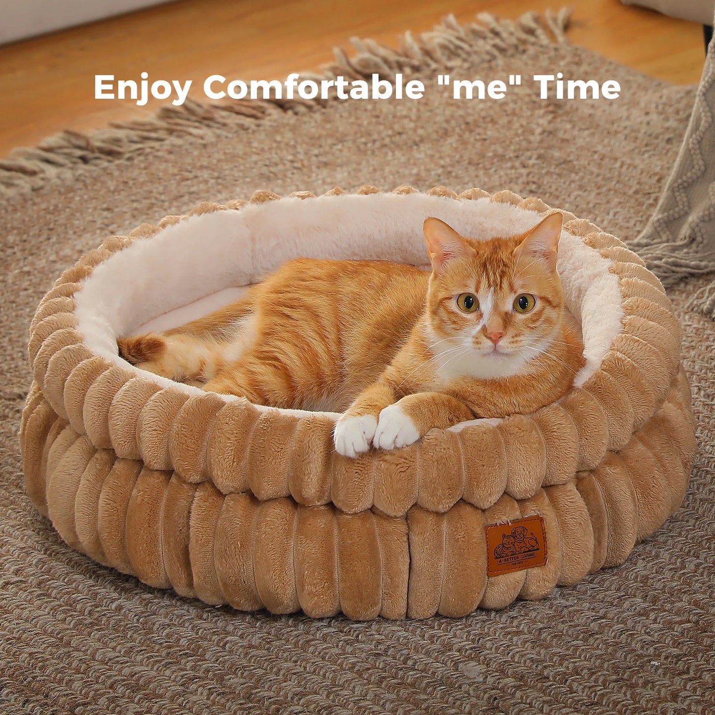 PAWZ Road Round Washable Pet Bed For Medium Dogs And Indoor Cats With Anti Slip Bottom All Season Comfort