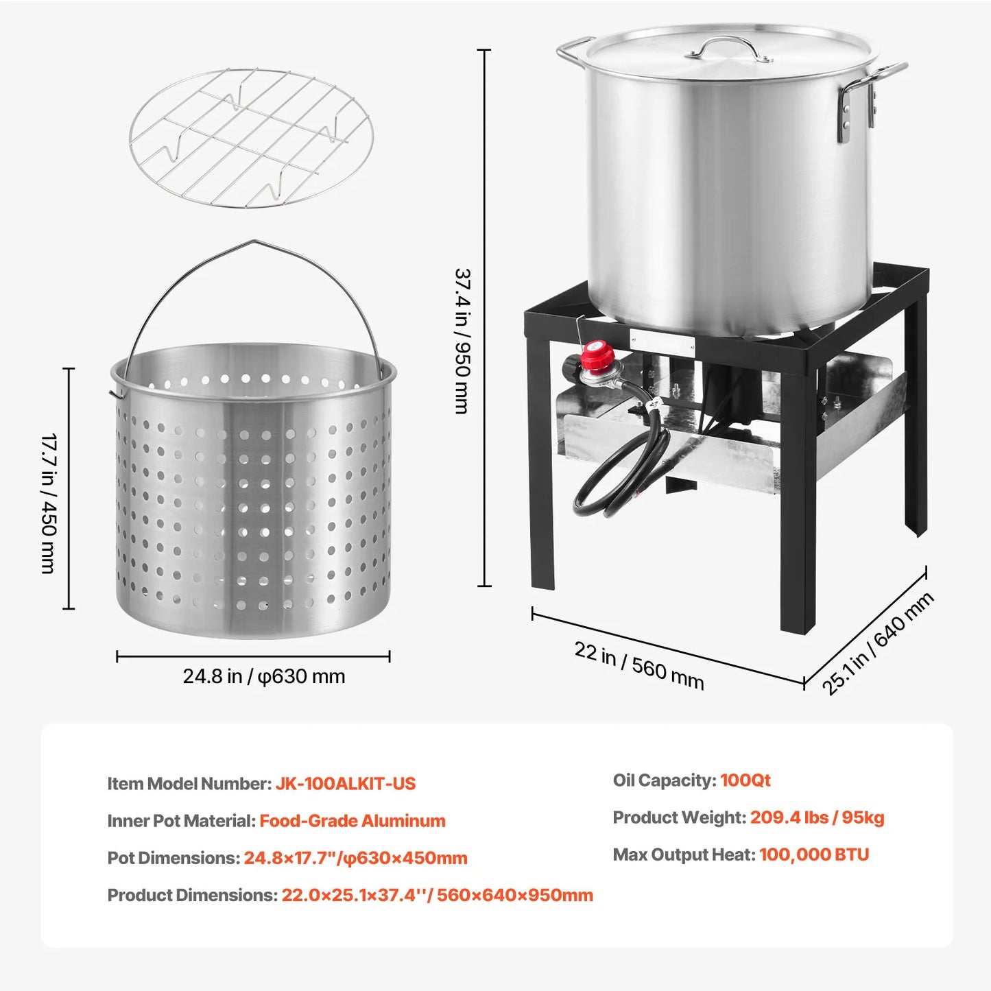 SucceBuy 60 80 100 Qt Premium Seafood Boiling Kit With Strainer And Steamer Rack For Home Cooks
