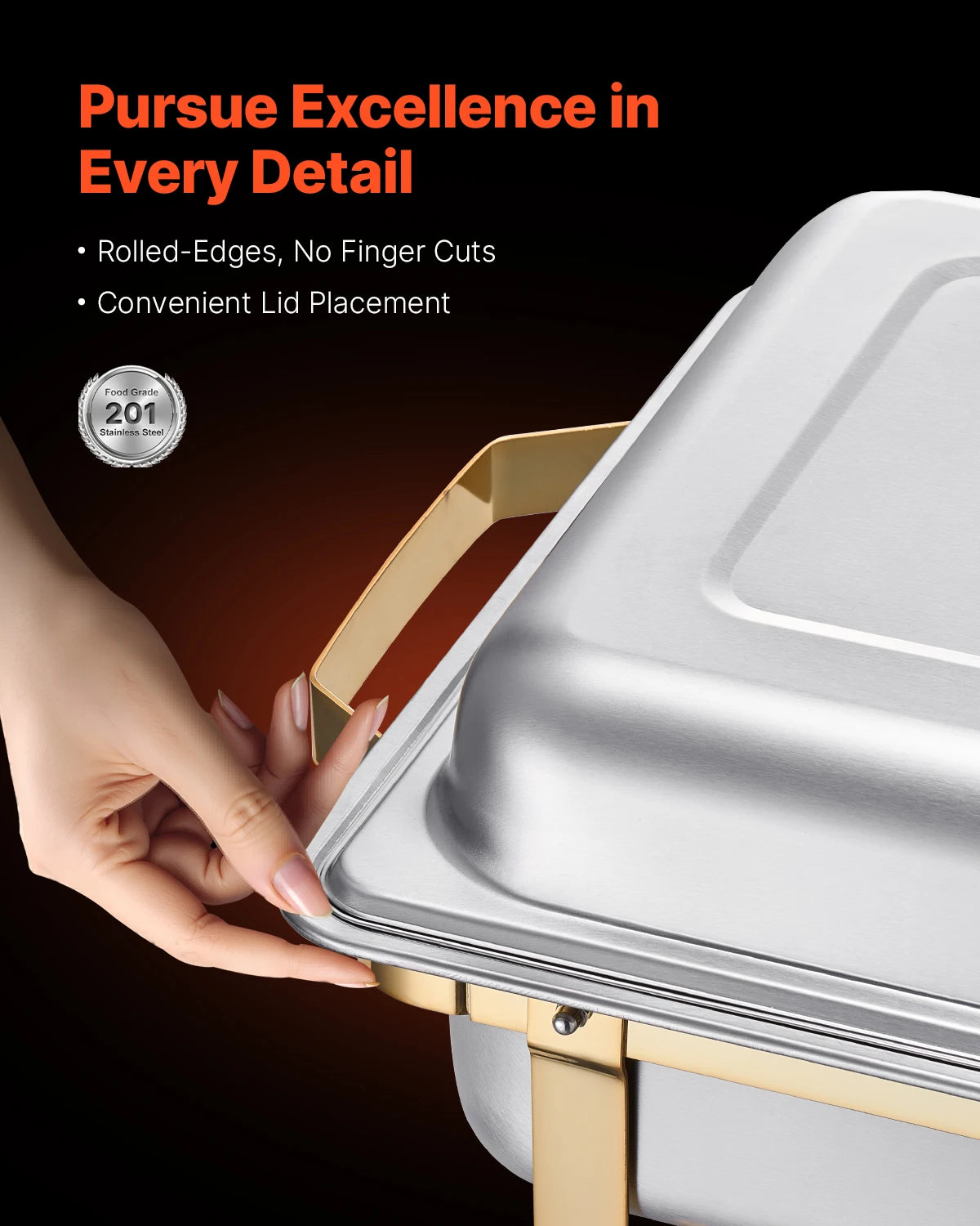 SucceBuy 8 Qt Chafing Dish Buffet Set Stainless Steel With 2 Full Size And 4 Half Size Pans For Weddings