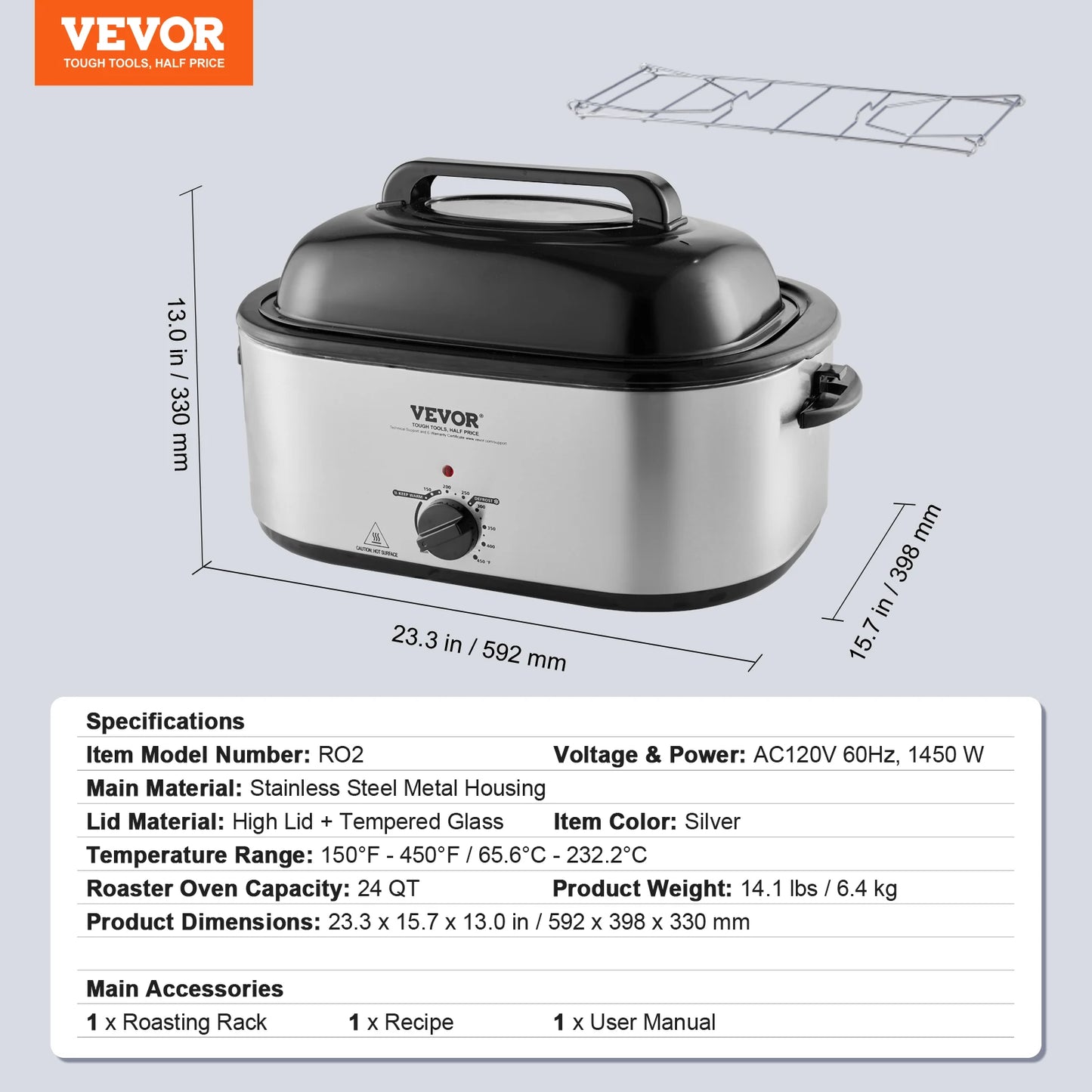 SucceBuy 24 Qt Electric Roaster Oven With Self Basting Lid 1450W Defrost And Warm For Busy Family Cooks