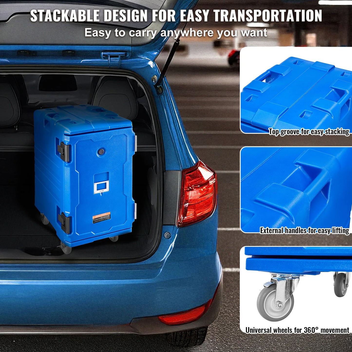 VEVOR Insulated Food Pan Carrier 120L Front Loading With Handle And Double Buckles For Restaurant Canteens