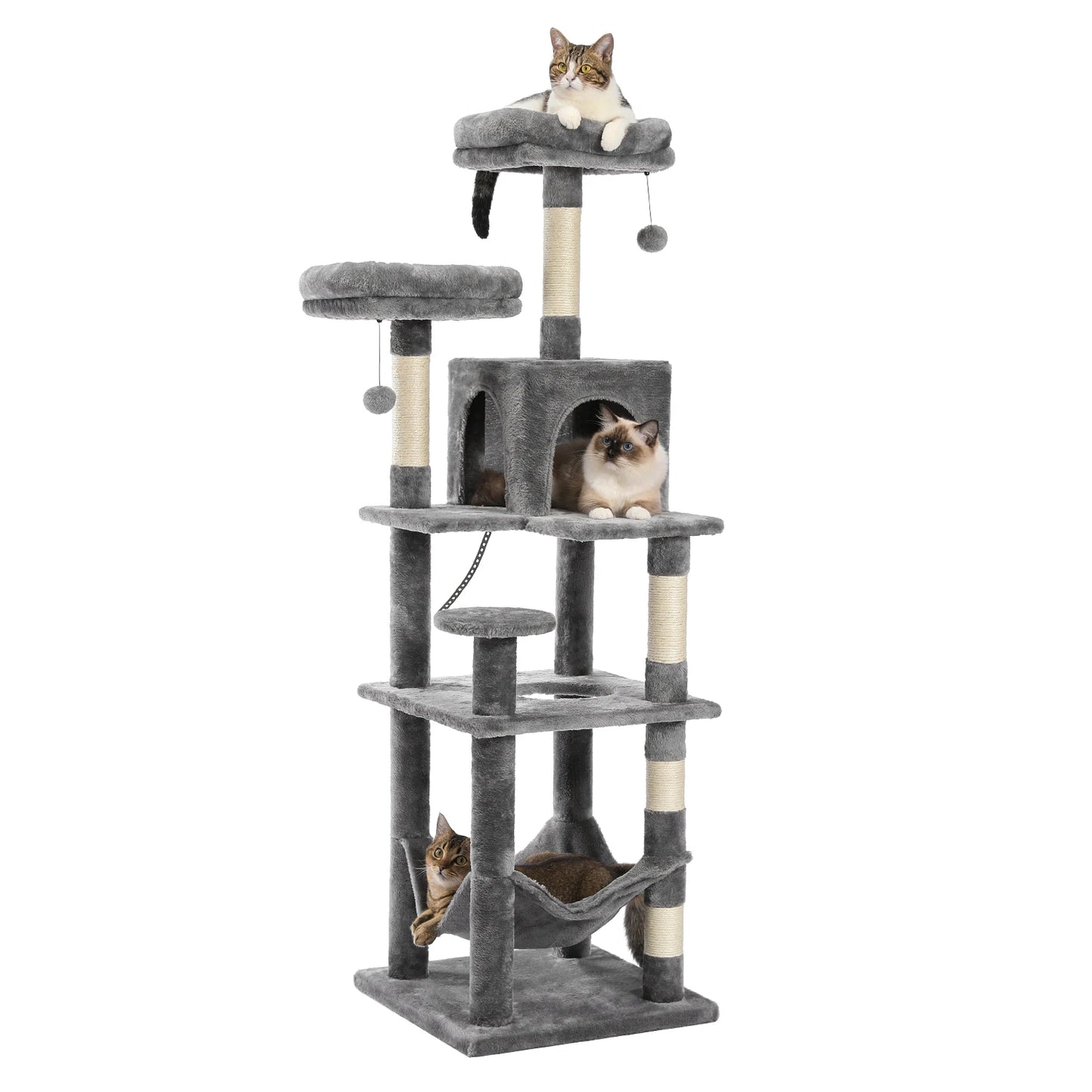 PAWZ Road Tall Cat Tree For Indoor Cats Multi Level Plush Condo With Scratching Posts Perches Caves Durable 180cm