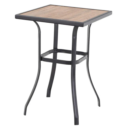 Patio Bar Table Outdoor Bar Height Table With Wooden Top