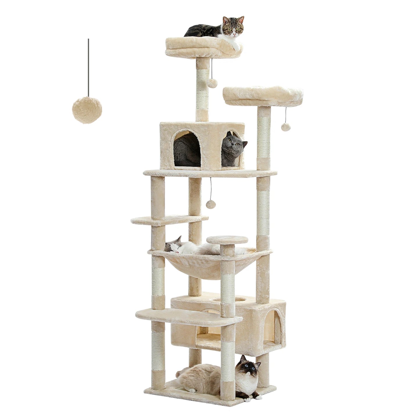 PAWZ Road Ultimate Large Cat Tree Tower for Indoor Cats With Sisal Scratching Posts Five Tier Hammocks and Perches
