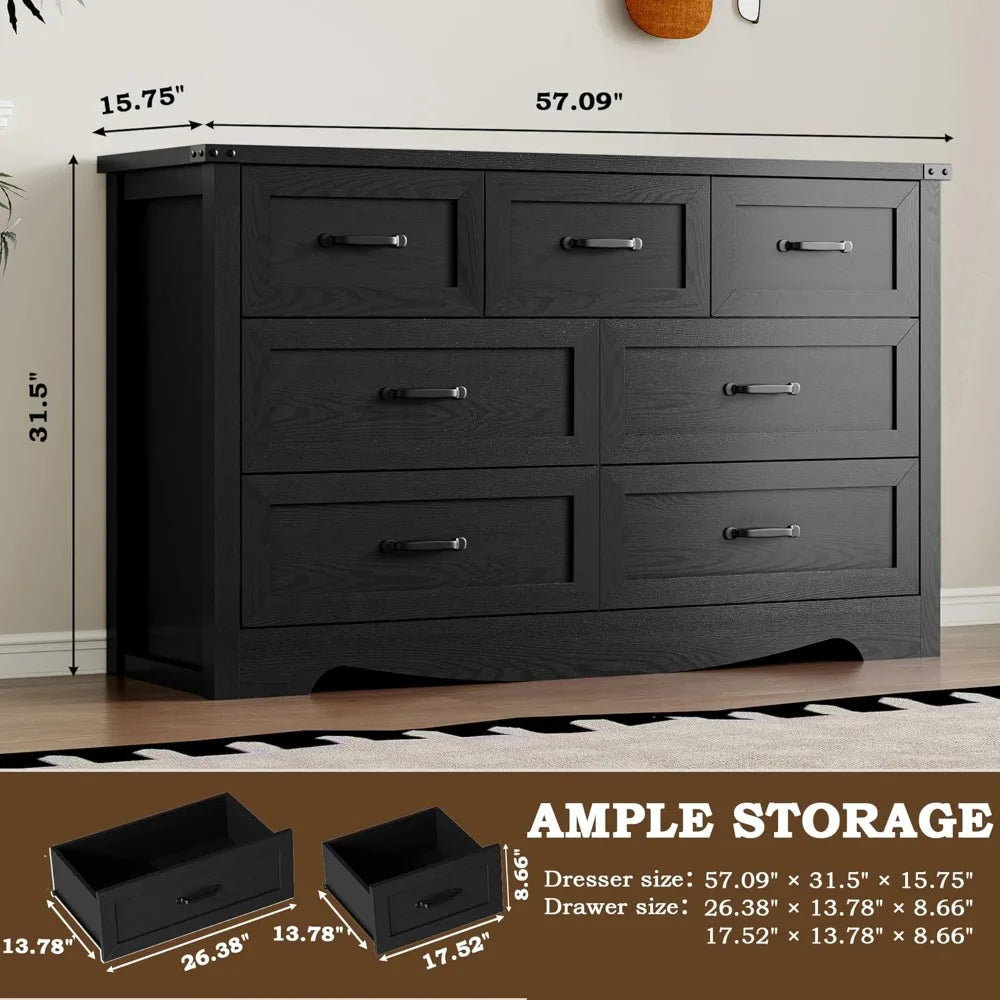 7-Drawer Dresser for Bedroom With Anti-Tipping Design