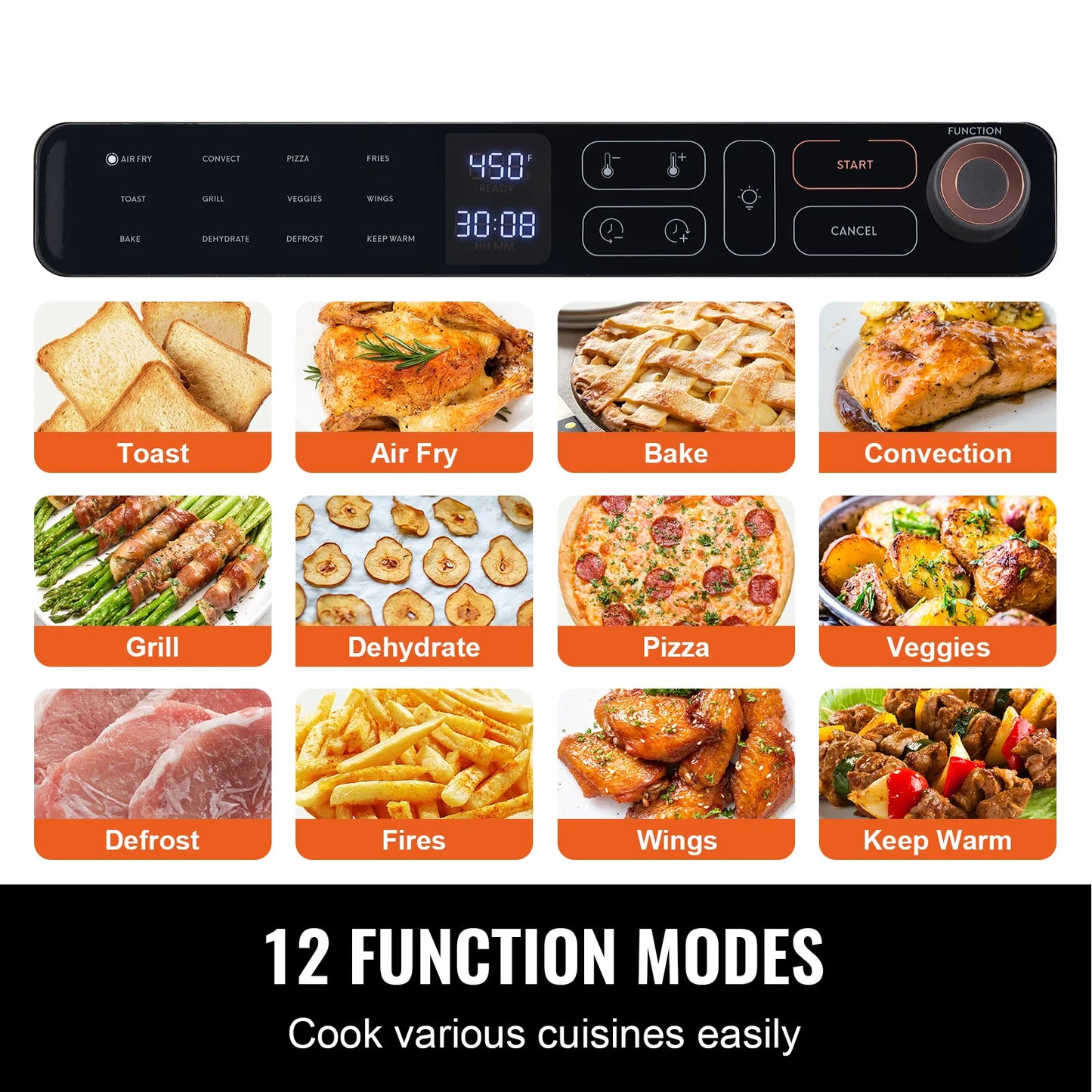 SucceBuy 25L Air Fryer Toaster Oven Convection 1700W Stainless Steel Countertop With Grill For Home Kitchens