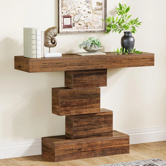 LITTLE TREE Farmhouse Narrow Wood Console Table for Living Room