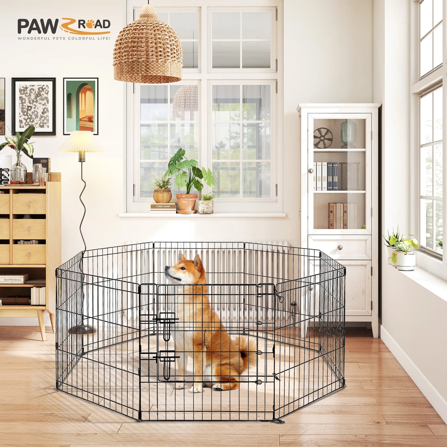 Foldable Metal Dog Playpen Indoor Outdoor Easy Assembly