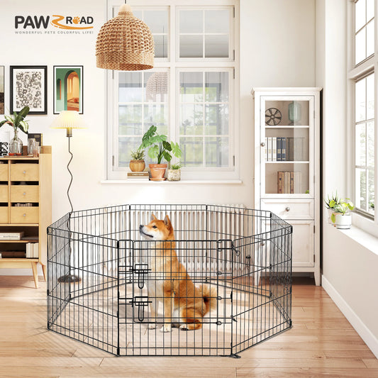 Foldable Metal Dog Playpen Indoor Outdoor Easy Assembly