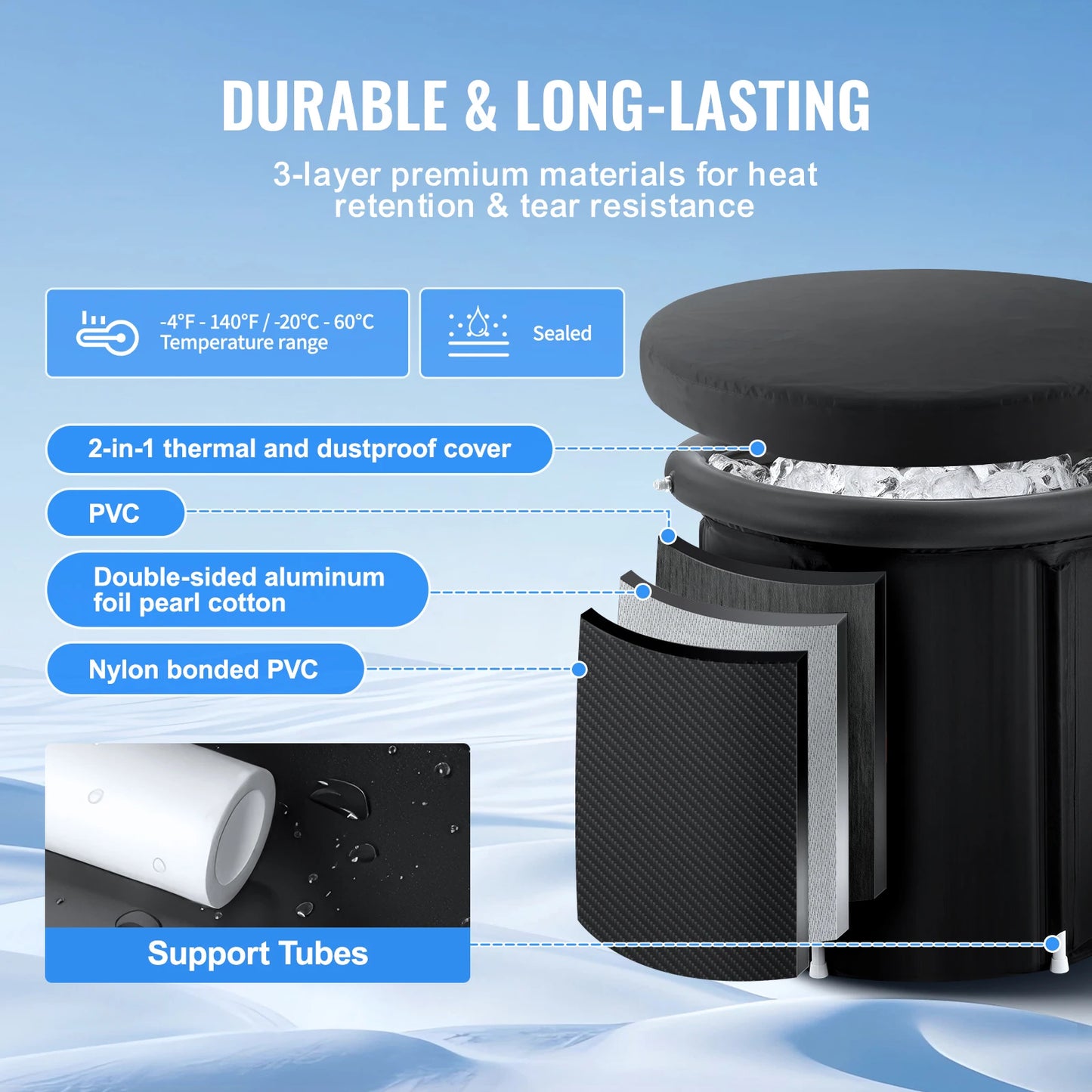 SucceBuy Ice Bath Tub Cold Water Therapy Plunge Pool