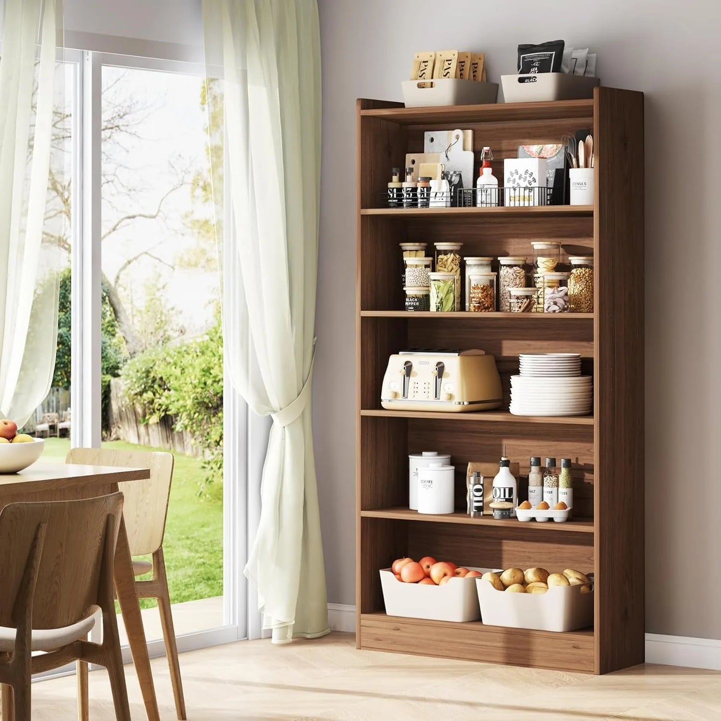Little Tree 6-Tier Bookcase Floor Standing Library Shelf