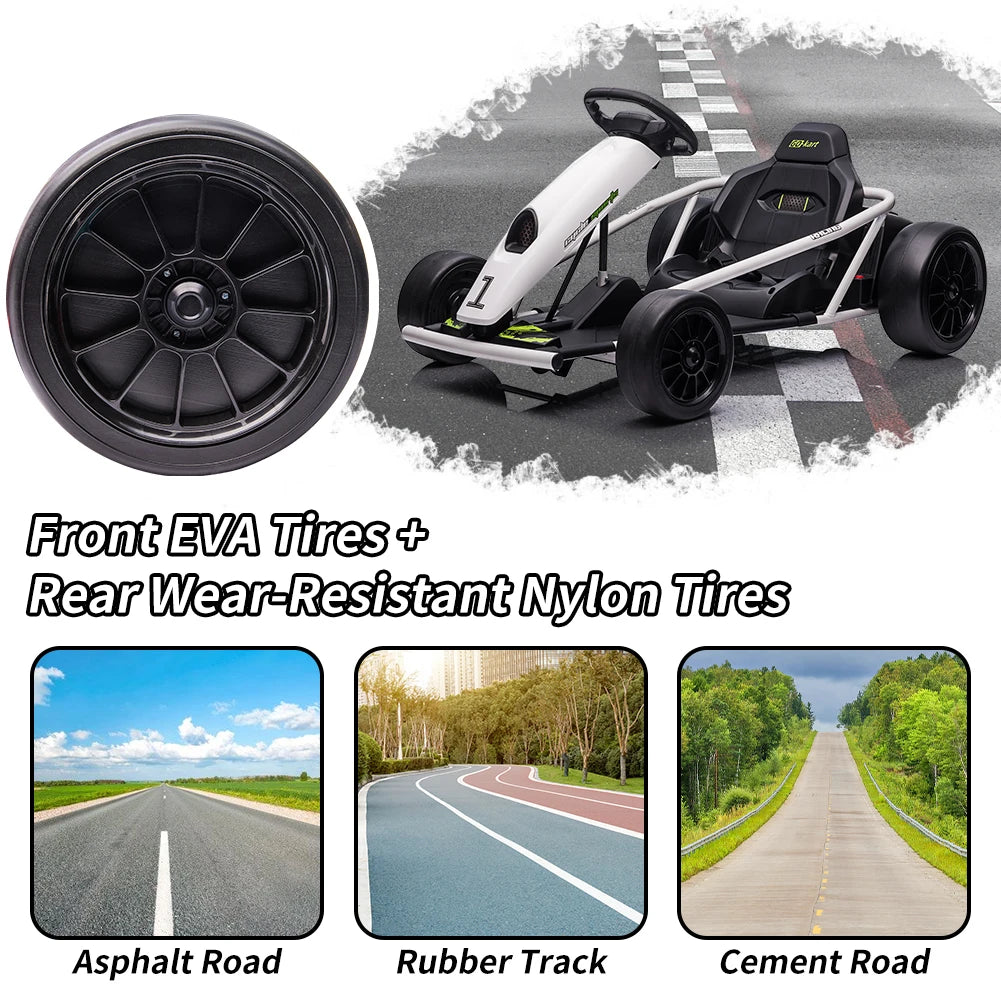 Electric Go Kart For Kids Ages 8 To 12 With Dual 300W Motors 8 MPH High Speed Ride On Racing Toy With Music Outdoor Fun Gift