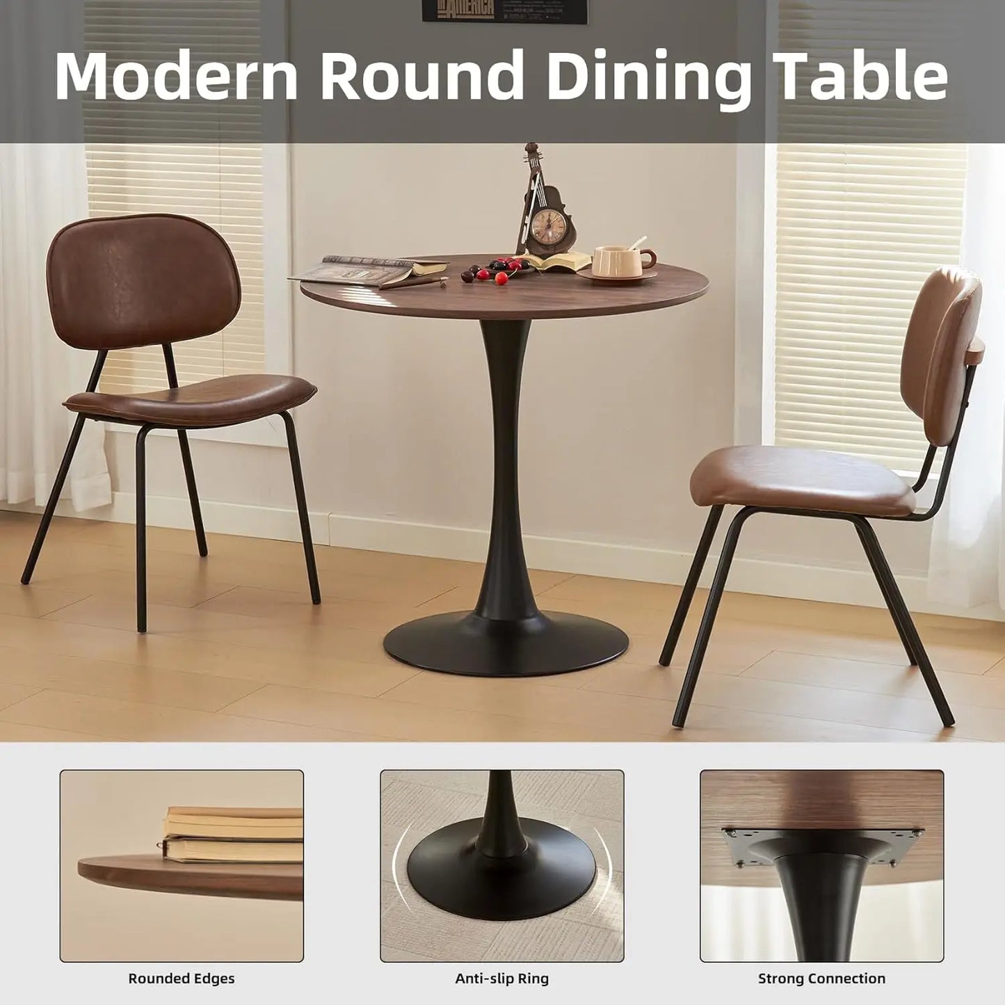 Round Tulip Dining Table With Metal Pedestal Mid Century Modern