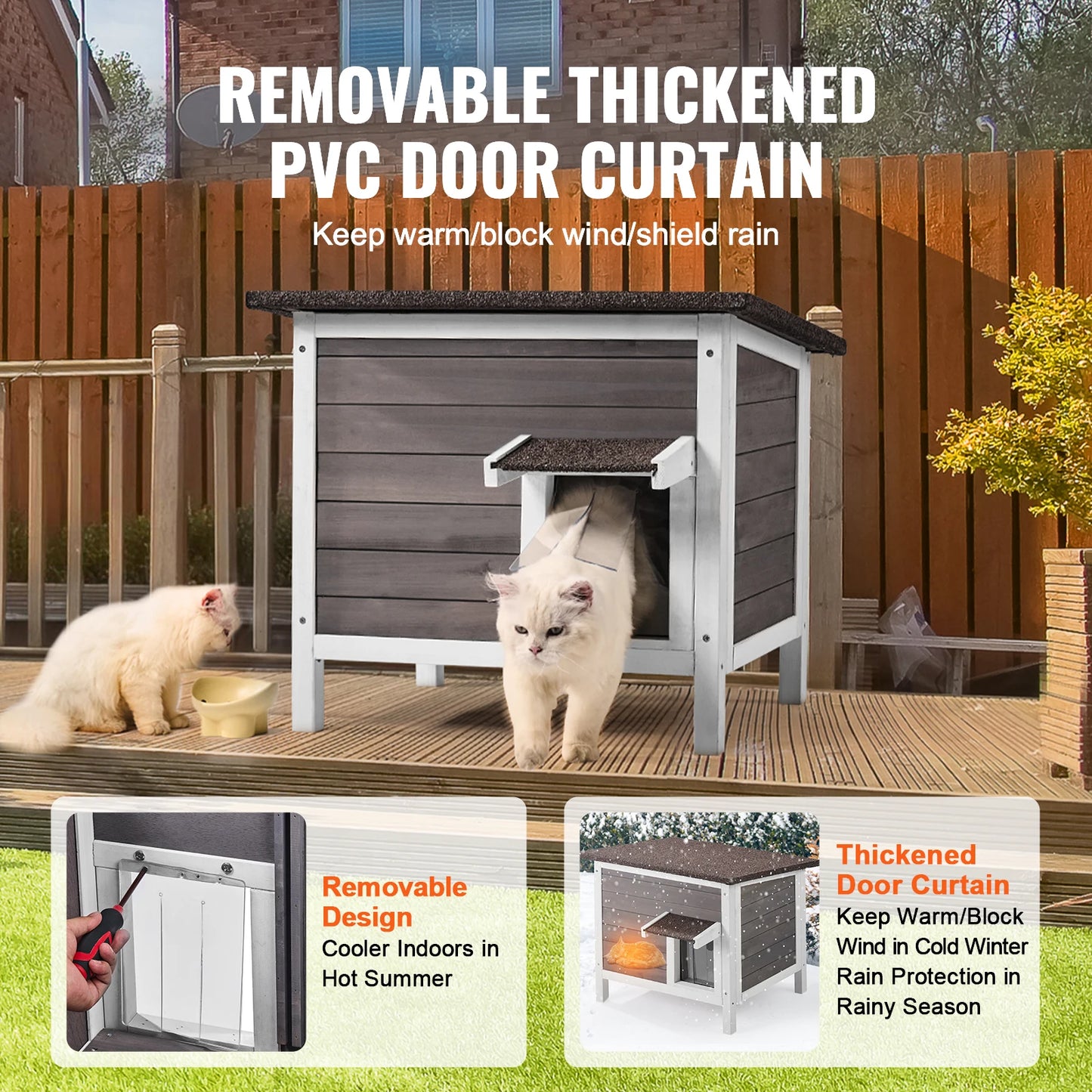SucceBuy Outdoor Cat House Weatherproof Shelter With Foam Insulation