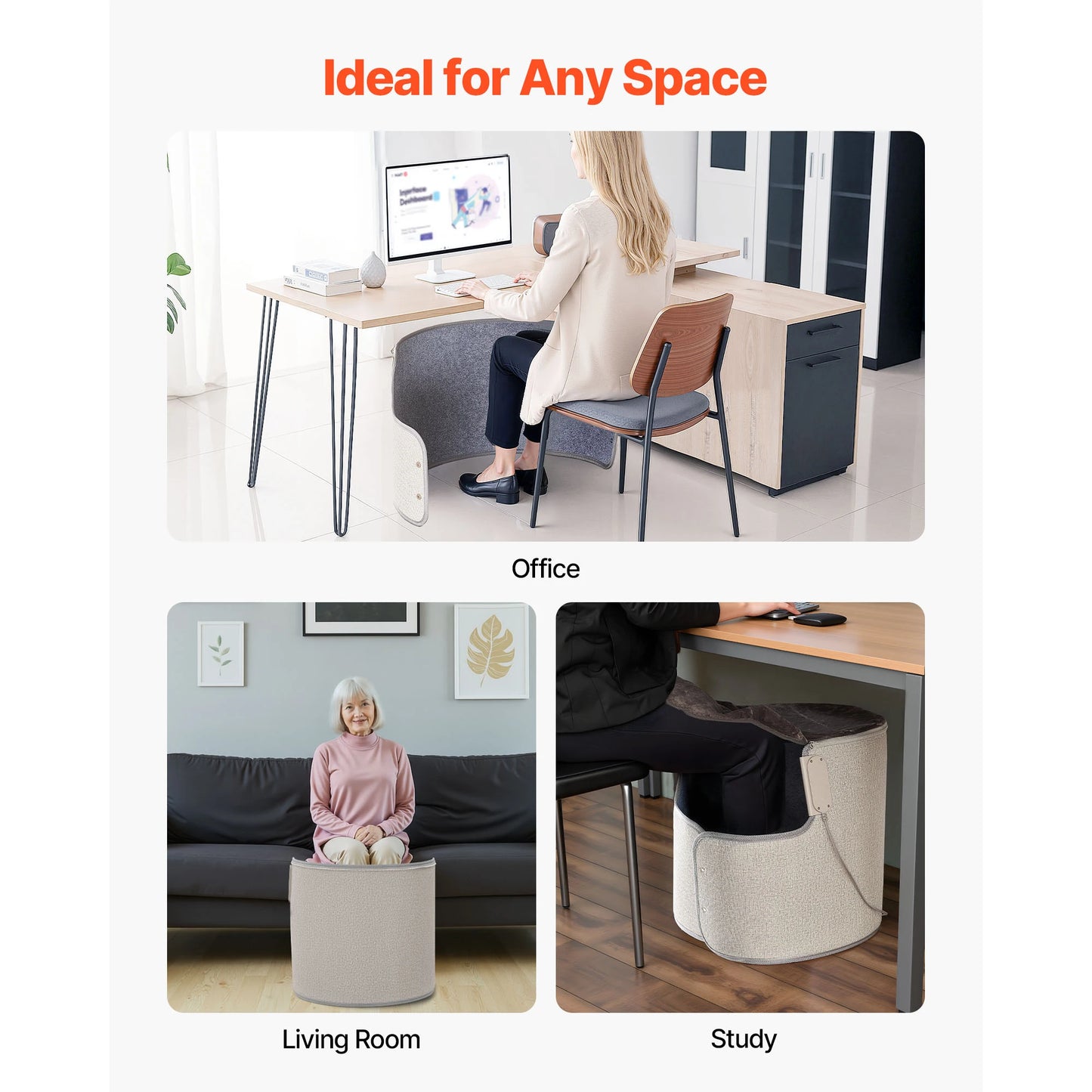 SucceBuy Under Desk Space Heater Rollable Foot Warmer With Remote 9 Level Timer Quiet Portable Home Office