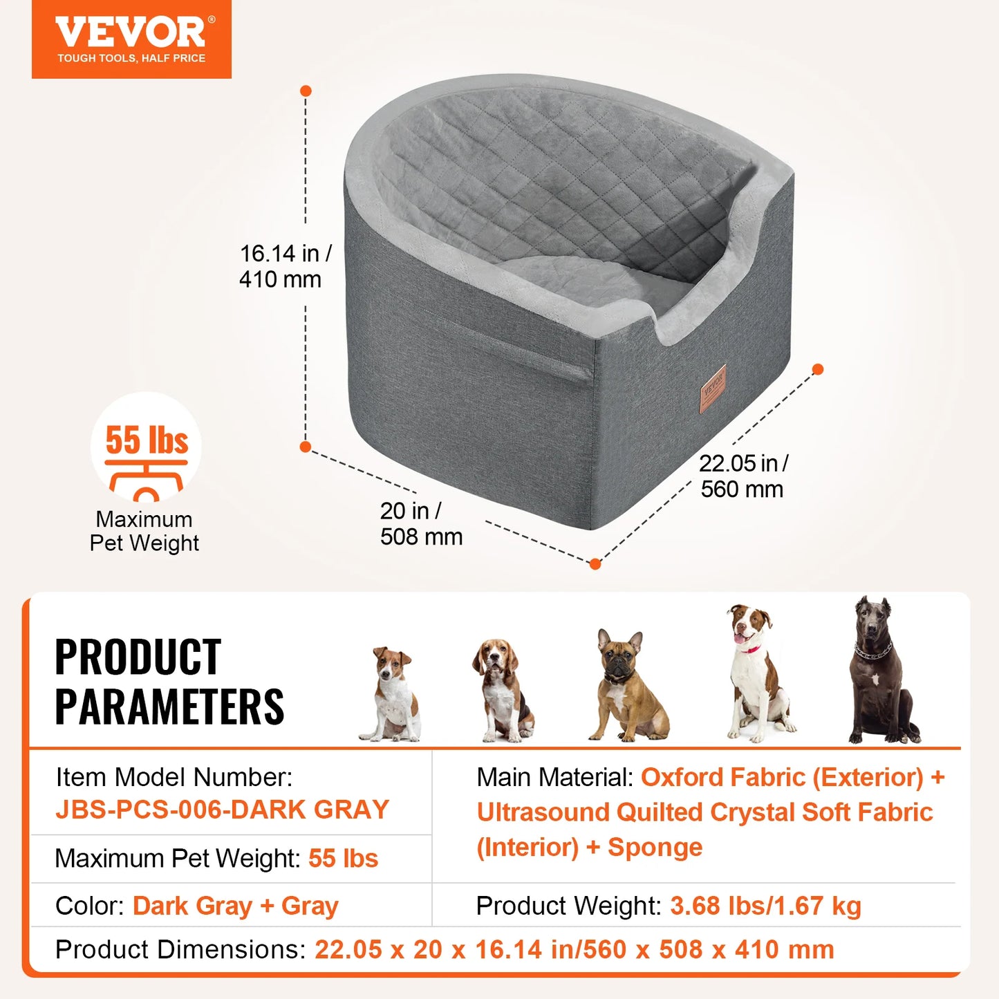 SucceBuy Dog Car Seat Waterproof Booster With Clip On Leash