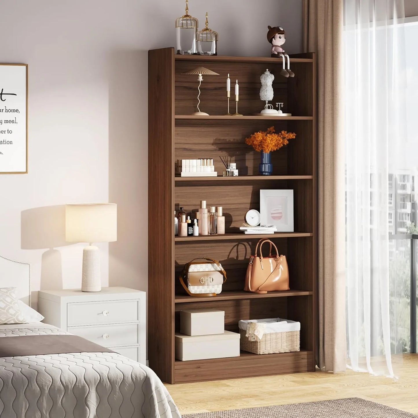 Little Tree 6-Tier Bookcase Floor Standing Library Shelf