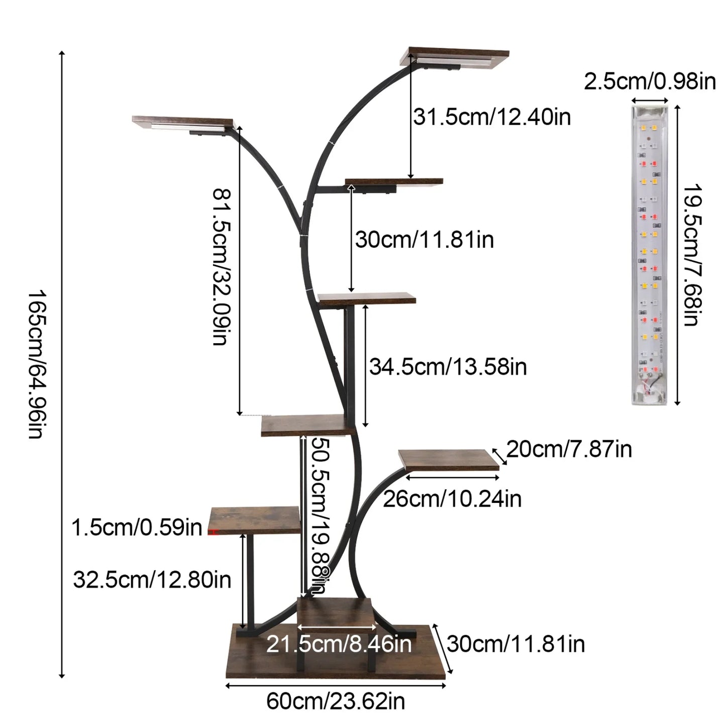 Tree Shaped Indoor Metal Plant Stand With Grow Lights
