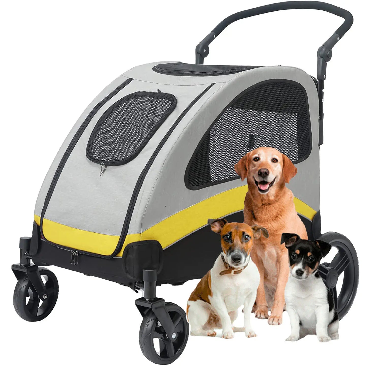 Dog Stroller Ultra Large Four Wheel Pet Jogger Wagon Foldable Cart Load 55kg