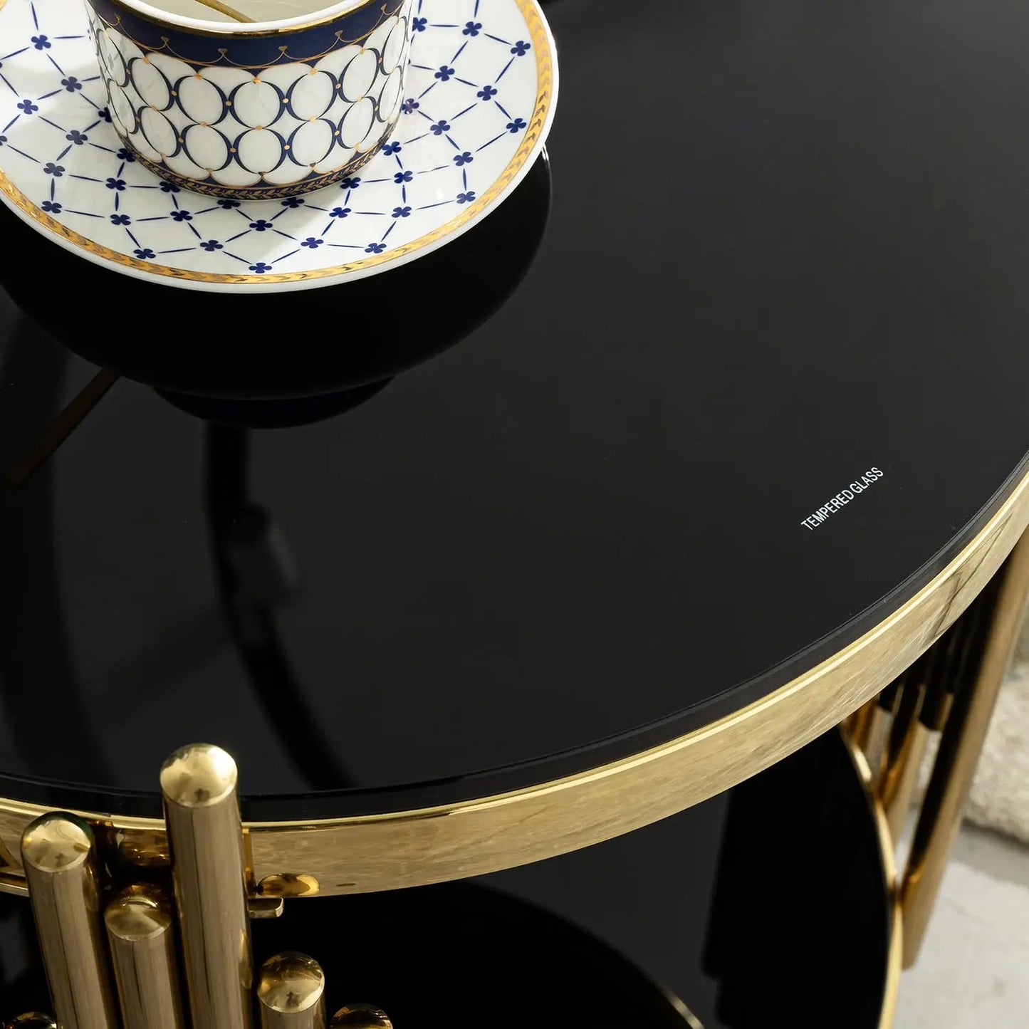 Sofa Side Table With Tempered Glass And Stainless Steel Frame