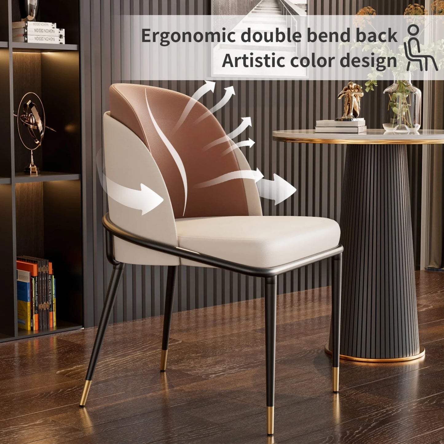 Luxurious Upholstered Dining Chairs Set of 2 Microfiber Leather