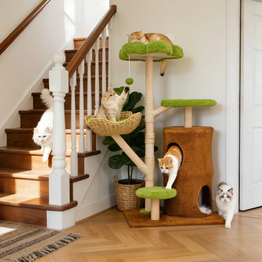 Bingopaw Cat Tree Tower With Activity Center And Scratching Posts
