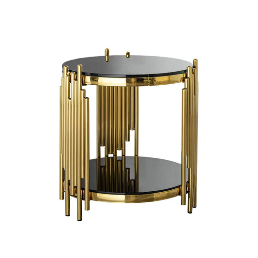 Sofa Side Table With Tempered Glass And Stainless Steel Frame