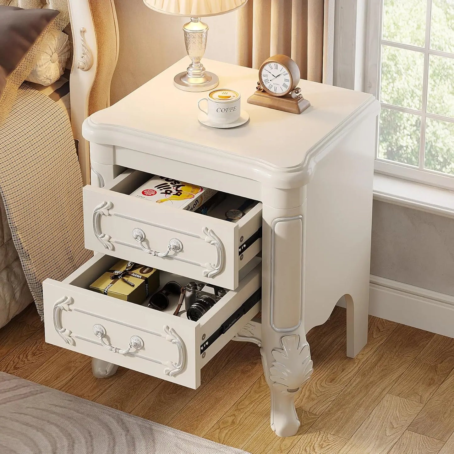 Little Tree Nightstand With Two Drawers Bedside Table