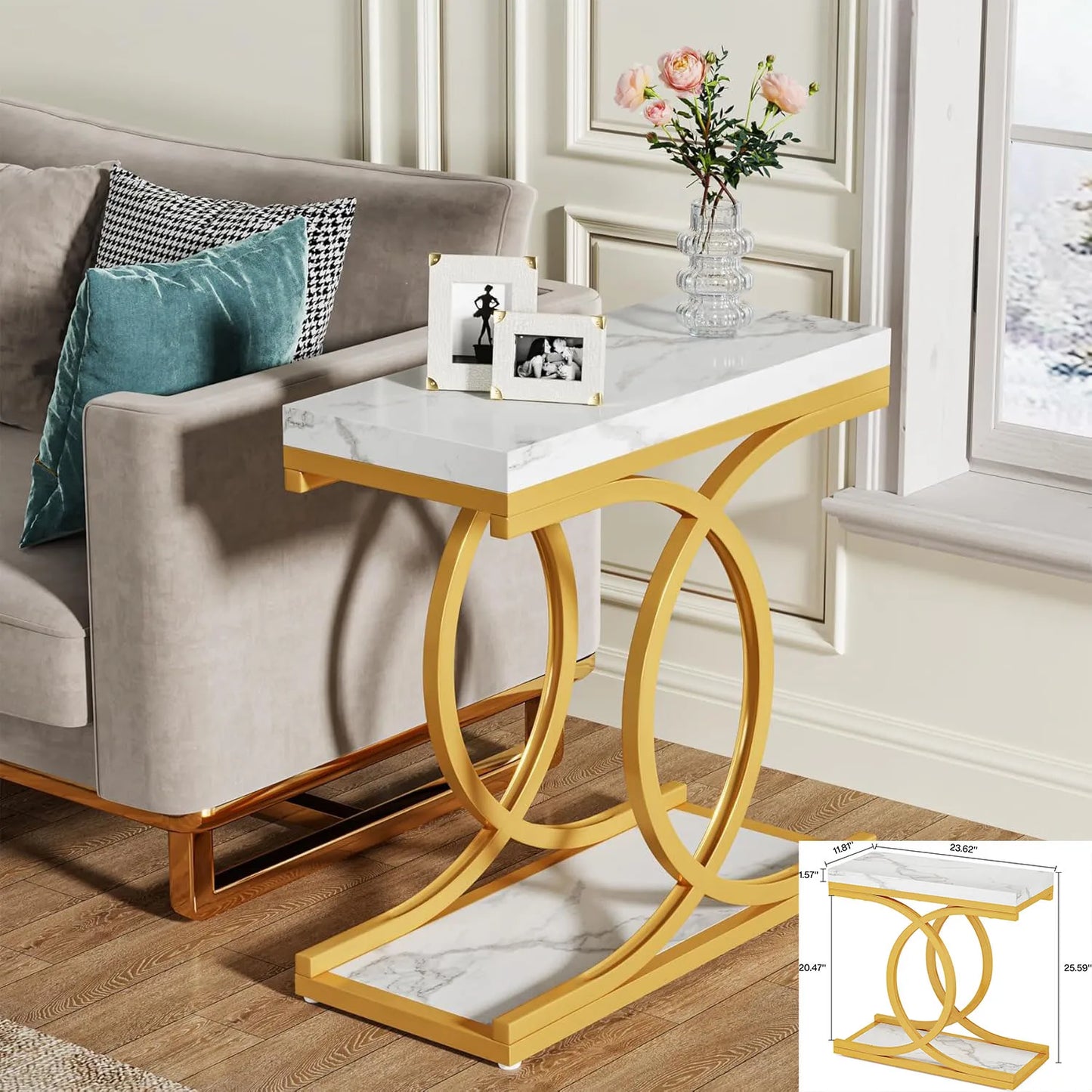 Little Tree Square End Table Two Tier Side Bedside Storage